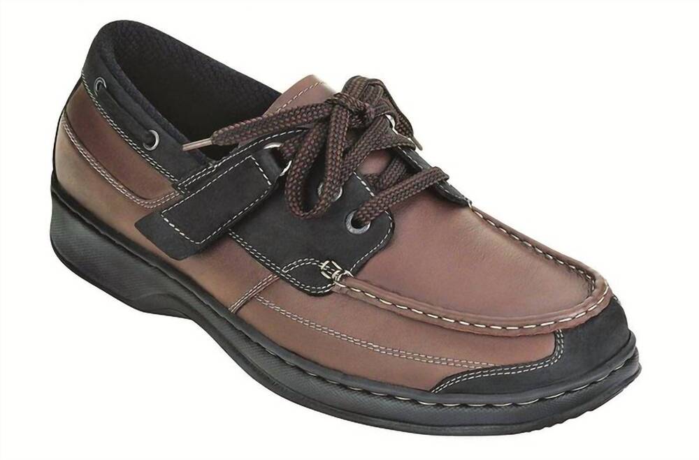 NEW ORTHOFEET men's baton rouge tie-less boat shoes in black